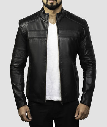 Eric Mens Black Leather Biker Jacket | Mens Black Leather Biker Jacket-1