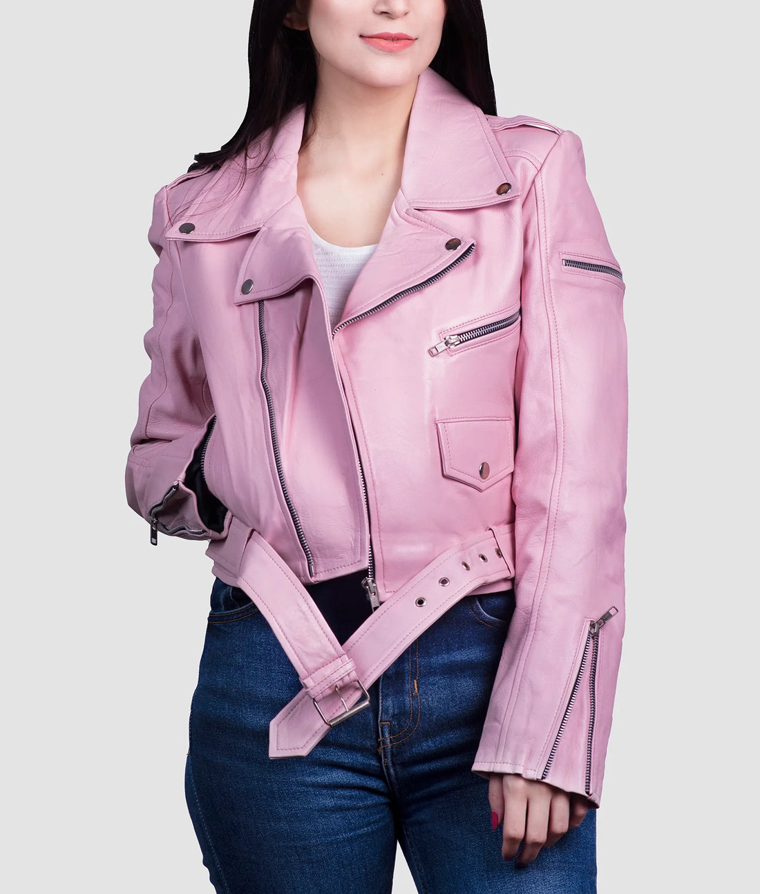 Molly Womens Pink Double Rider Jacket | Womens Pink Double Rider Jacket-1