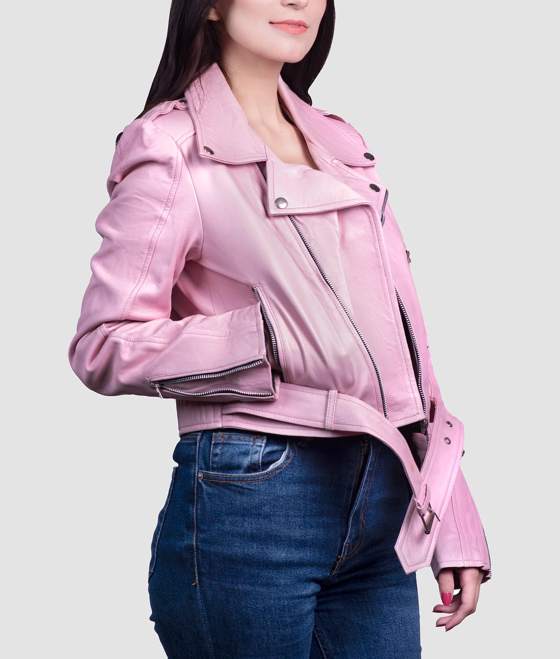 Molly Womens Pink Double Rider Jacket | Womens Pink Double Rider Jacket-1